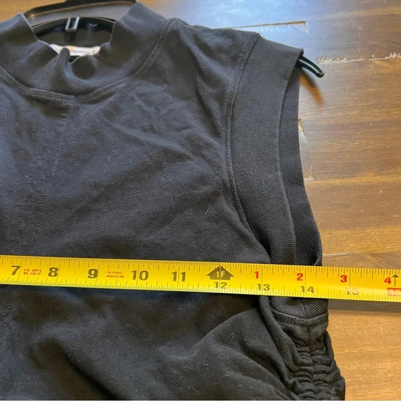 T by Alexander Wang Mock Neck Dress Mini Scrunched Black Cotton Medium Stretchy - Picture 10 of 13